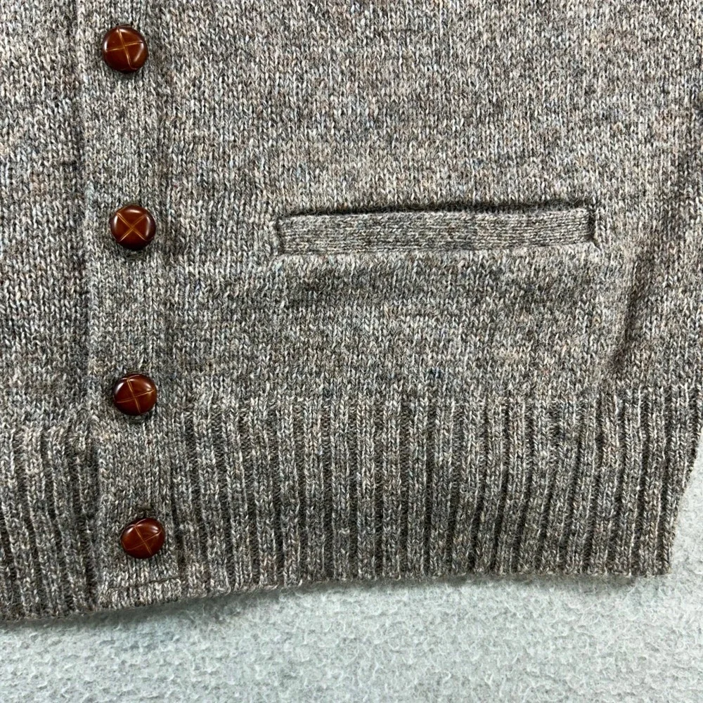 Vintage Cardigan Vest Mens M Brown Marled Knit V-Neck Button Wool Old Money